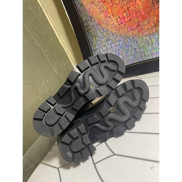 Gucci Trip Black Leather Crystal Embellished Ankle Chelsea Combat Boot EU 41in - Picture 11 of 16